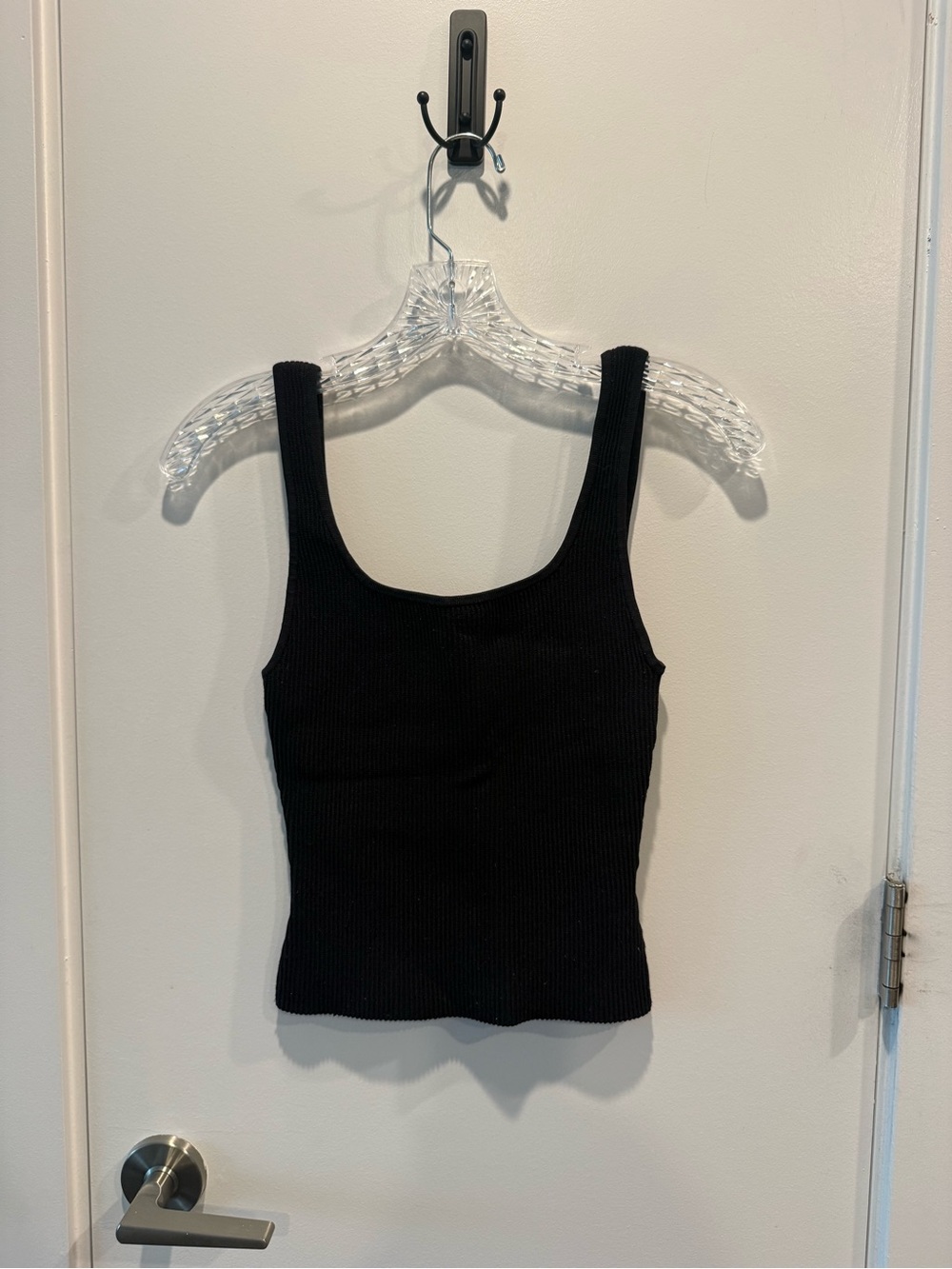 Babaton Black Ribbed Square-Neck Tank